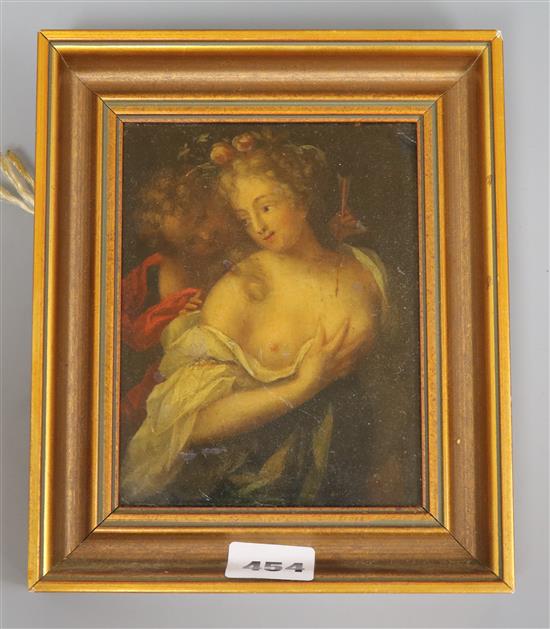 19th century, oil on board, Venus and Cupid